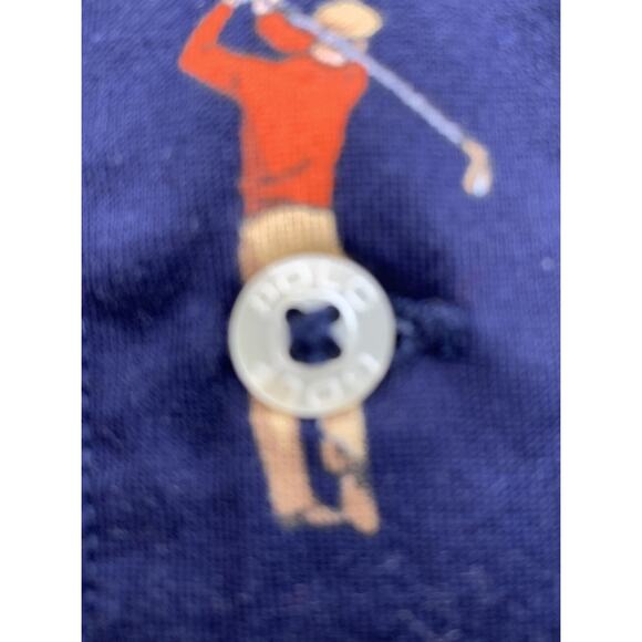 Vintage Polo Ralph Lauren Mens Golfer Print Polo Shirt Navy Blue Solid Sz XL HTF - Picture 2 of 4